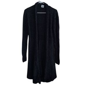 CAbi Style #3530 Cloak Black Marled Knit Longline Duster Cardigan Sweater Size M